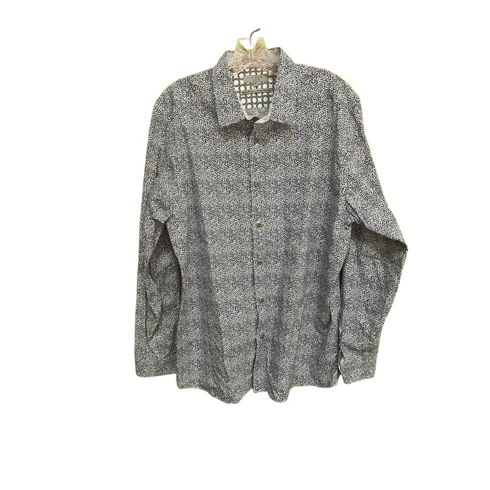 Ted Baker Men Patterned Long Sleeve Cotton Spread Collar Button Up Shirt Size L